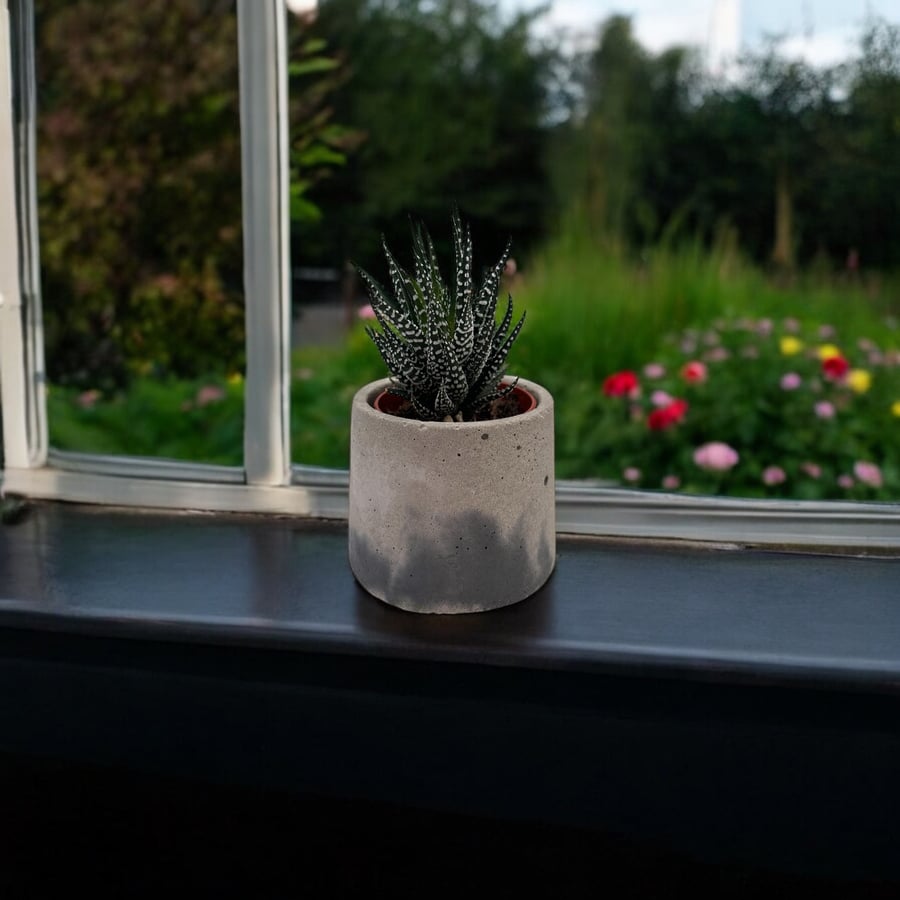 Handmade Grey and Black Small Succulent Plant Pot - Minimalist Planter (spp2)