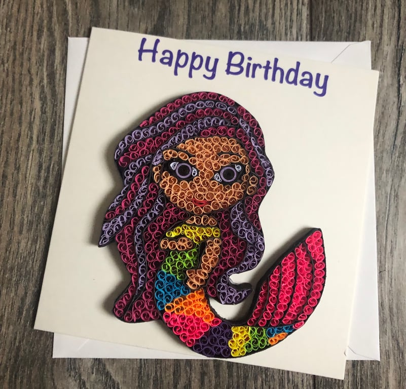 Stunning handmade Quilled Mermaid Card