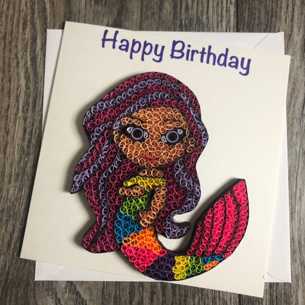Stunning handmade Quilled Mermaid Card
