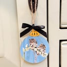 Hand Painted Harvest Mice Christmas Bauble