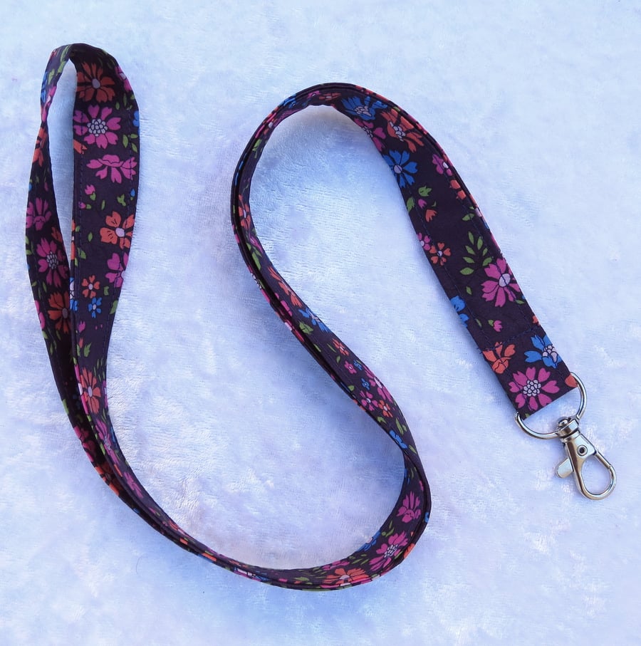Liberty Tana Lawn lanyard, with swivel clip, floral, badge holder
