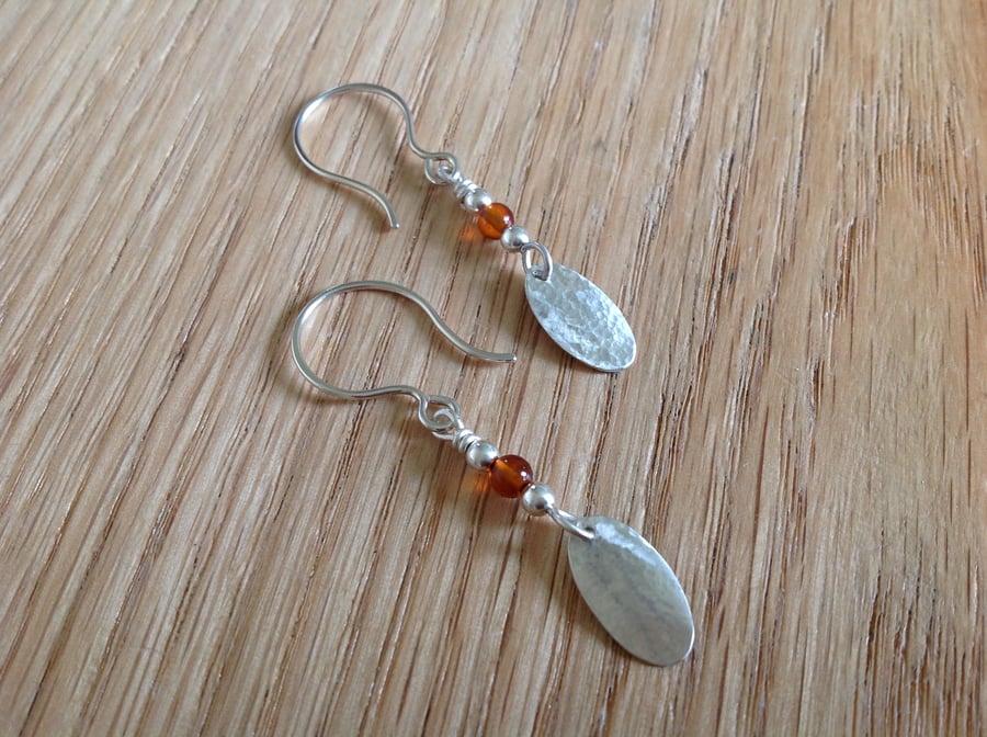 Baltic Amber and Sterling silver long drop earrings