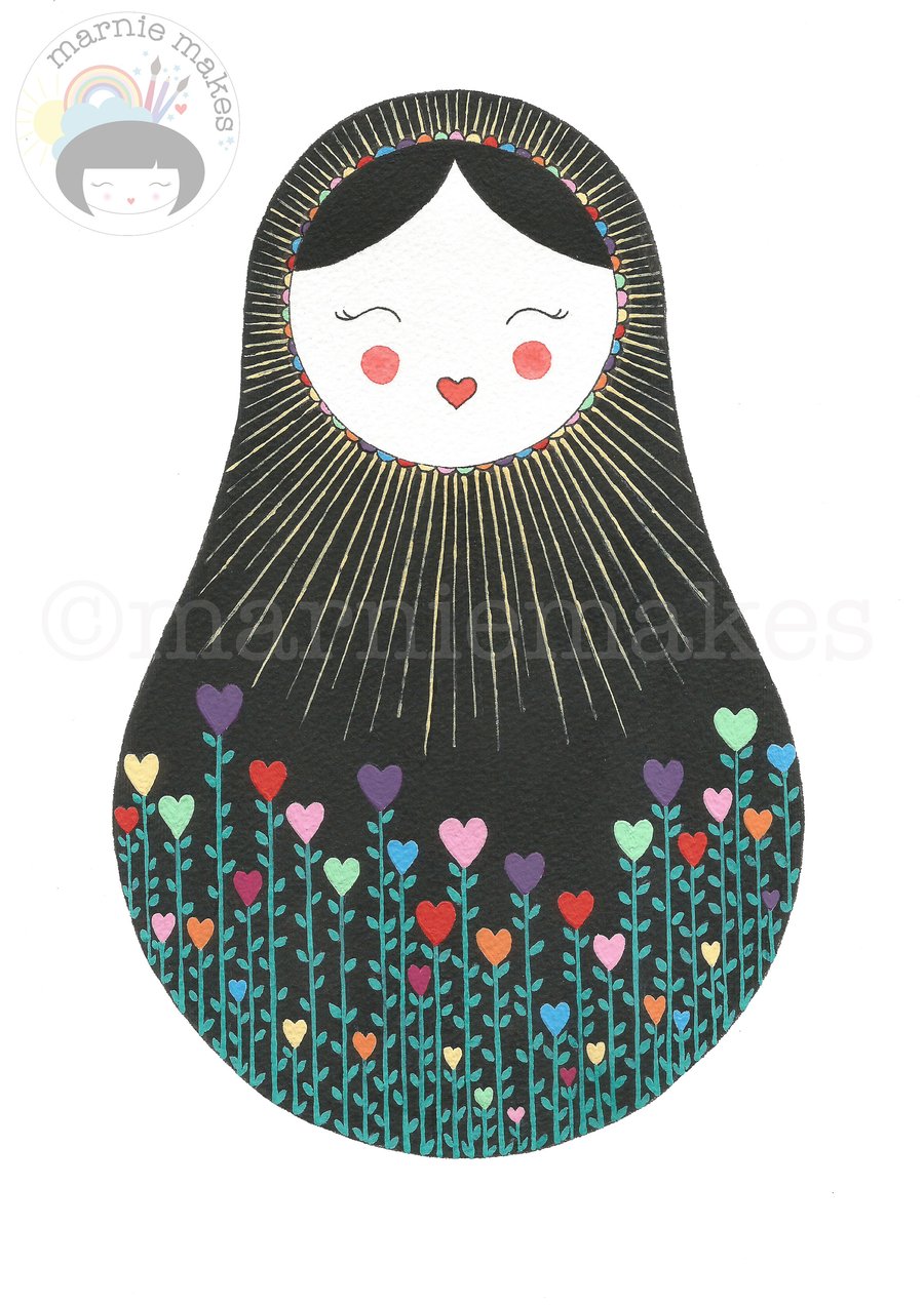 Folk Dolly - A5 Giclee print