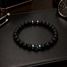 Men’s Black Onyx & Blue Tiger Eye Bracelet – 19 cm – 8 mm Beads