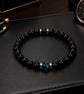 Men’s Black Onyx & Blue Tiger Eye Bracelet – 19 cm – 8 mm Beads