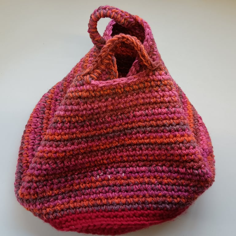 Crochet Basket Bag (Ruby Reds) - holds so much!