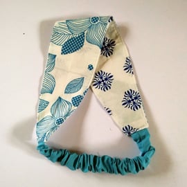 Blue Patterned Reversible Headband