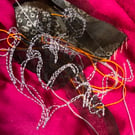 Mini pink & grey free-motion embroidery collage