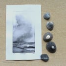 Bracing no.2 of 10 original drypoint coastal art wave beach shore seaside