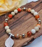 Agate and czech crystal silver leaf charm stretch bracelet - Image 6