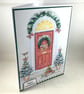 Handmade Christmas card - snowy front door - Image 5
