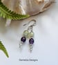 Dainty Zambian Amethyst & Prehnite Sterling Silver Earrings - Image 3