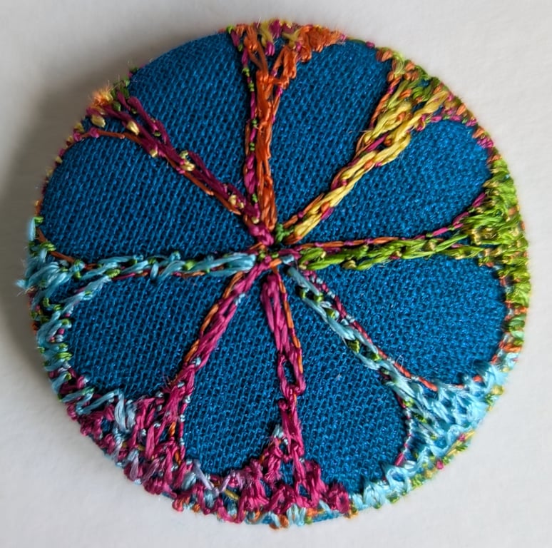 Buttons 1 inch button Hand Dyed Silks and Cottons Free Machine Embroidery Button