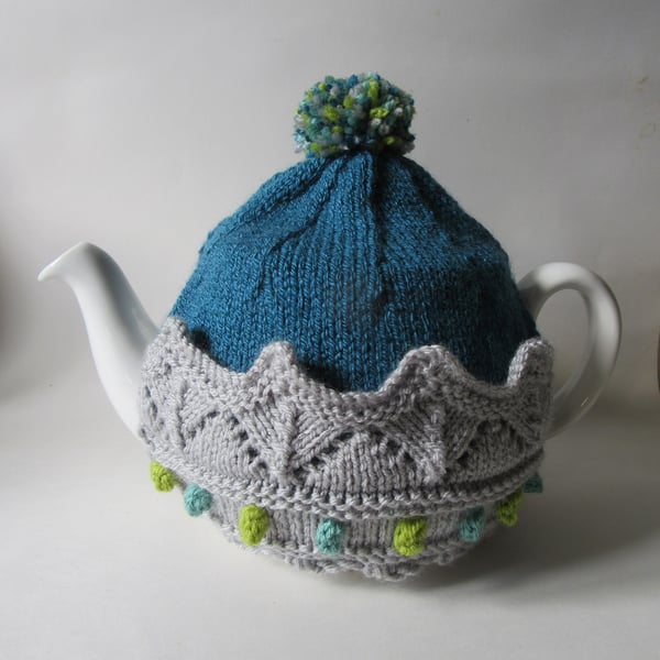 Kings Coronation crown tea cosie - topaz teal