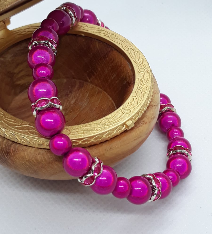 BR331 Hot pink miracle bead bracelet