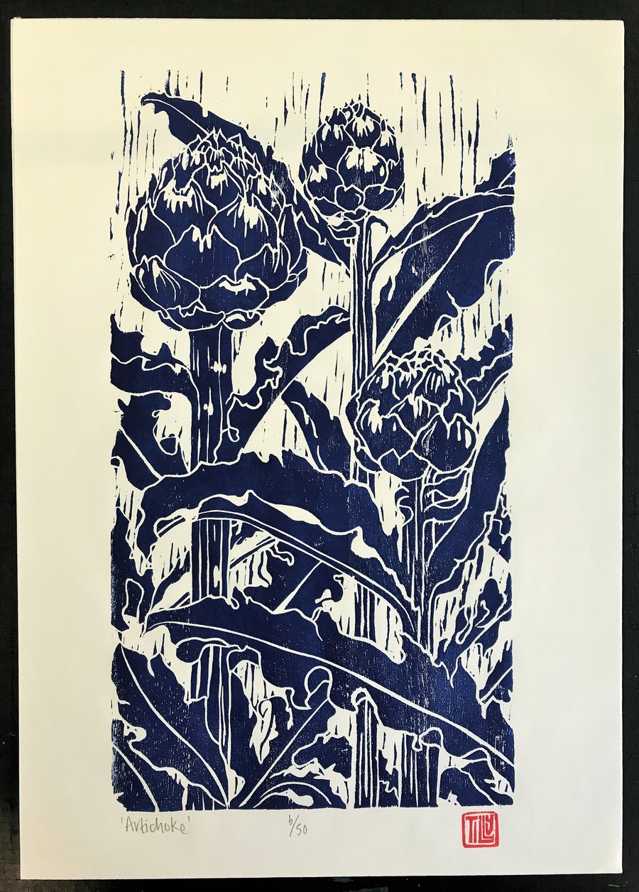 Artichoke Woodblock print