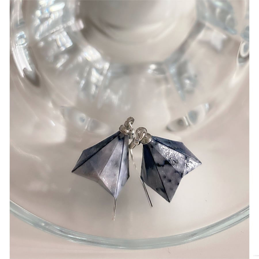 Origami Geometric Earrings, Paper Triangle Earrings, Paper Diamond Earrings