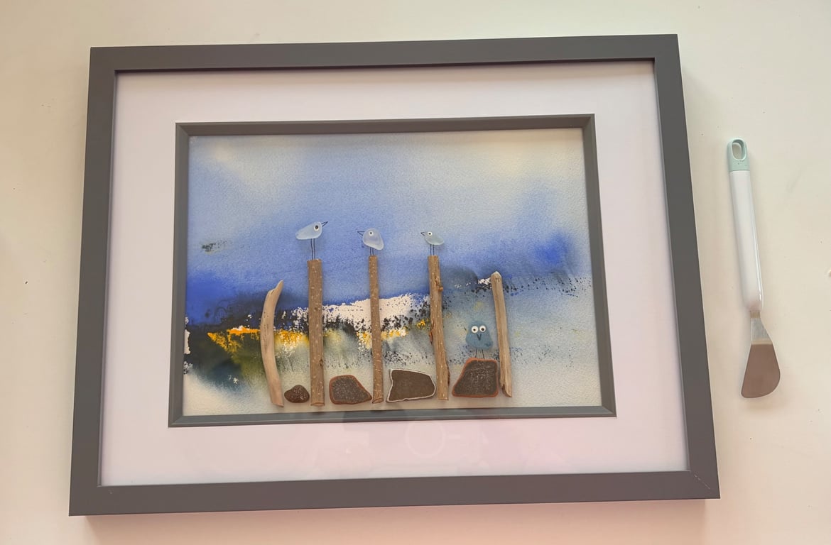 Sea Glass Gulls on a Post 