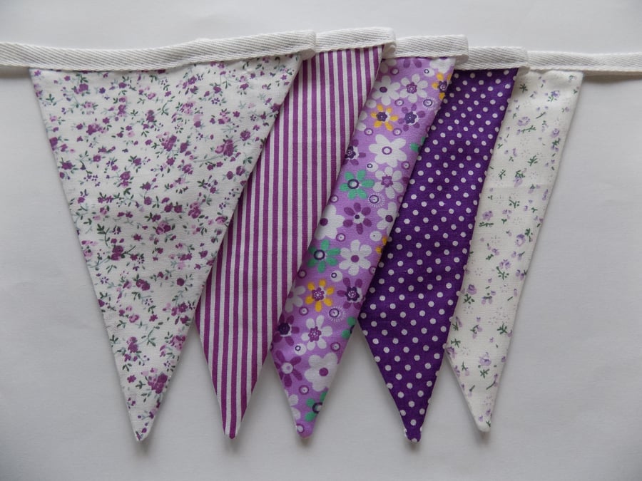 Purple Summer Floral Bunting Garland Flags Wall Home Decor1-3 m 
