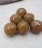 6 Medium Grassland Green Brown Glazed Clay Beads - Image 1