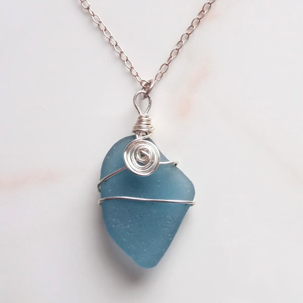 Sheppey Blue Seaglass Necklace