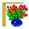 Bright, Colourful Tulips in a Vase Greeting Card