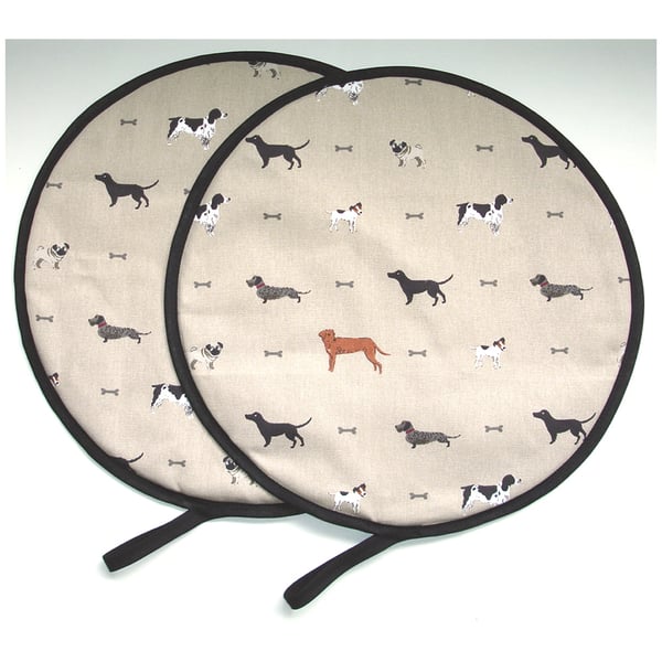 Pair of Dog Aga Hob Lid Mats Pads Covers Surface Saver Sophie Allport Pug Woof
