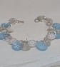 Wintry button bracelet in silver glitter, blue and white with toggle clasp  - Image 6