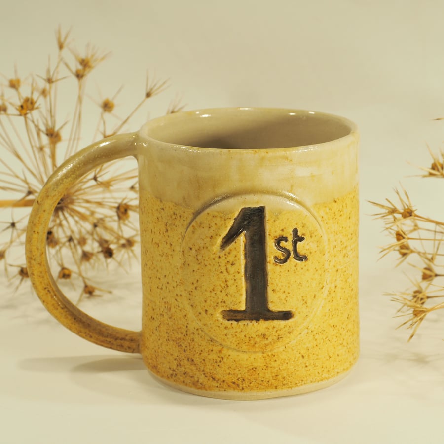 Handmade Oatmeal 'First' mug
