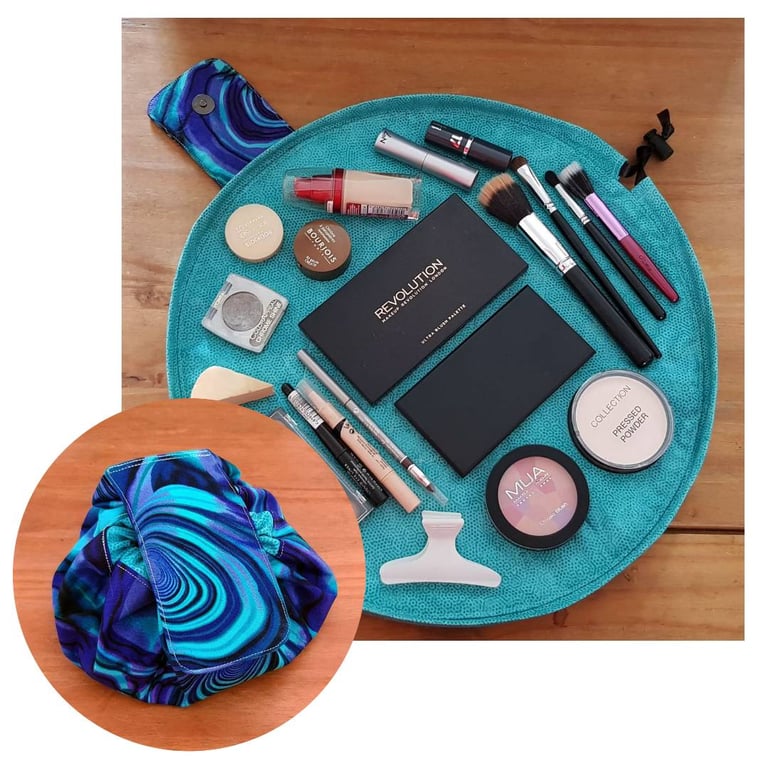 Paua Shell Lay Flat Makeup Bag - Drawstring Cosmetic Organiser