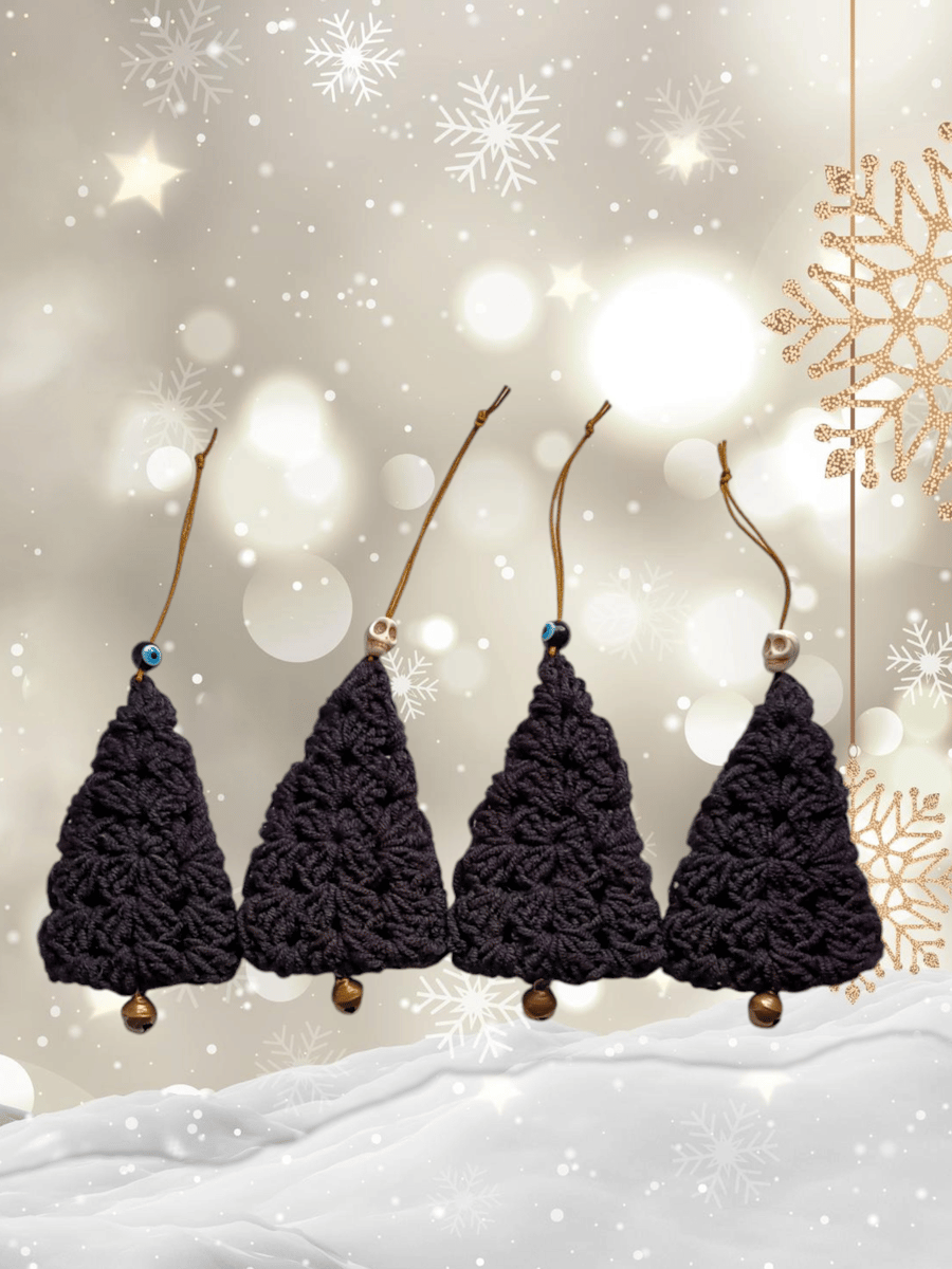 Black, goth Christmas tree decorations 