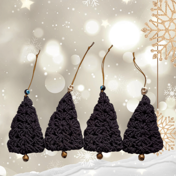 Black, goth Christmas tree decorations 