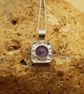 Tiny Square amethyst pendant necklace  - Image 1