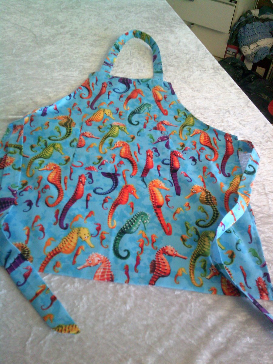 Childs Apron with Colourful Seahorses