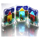 Candle Holder Fused Glass Tea-light Little House Picture