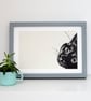Black Cat Lino Print, cute cat, cat mum, cat dad, black cat owner gift - Image 4