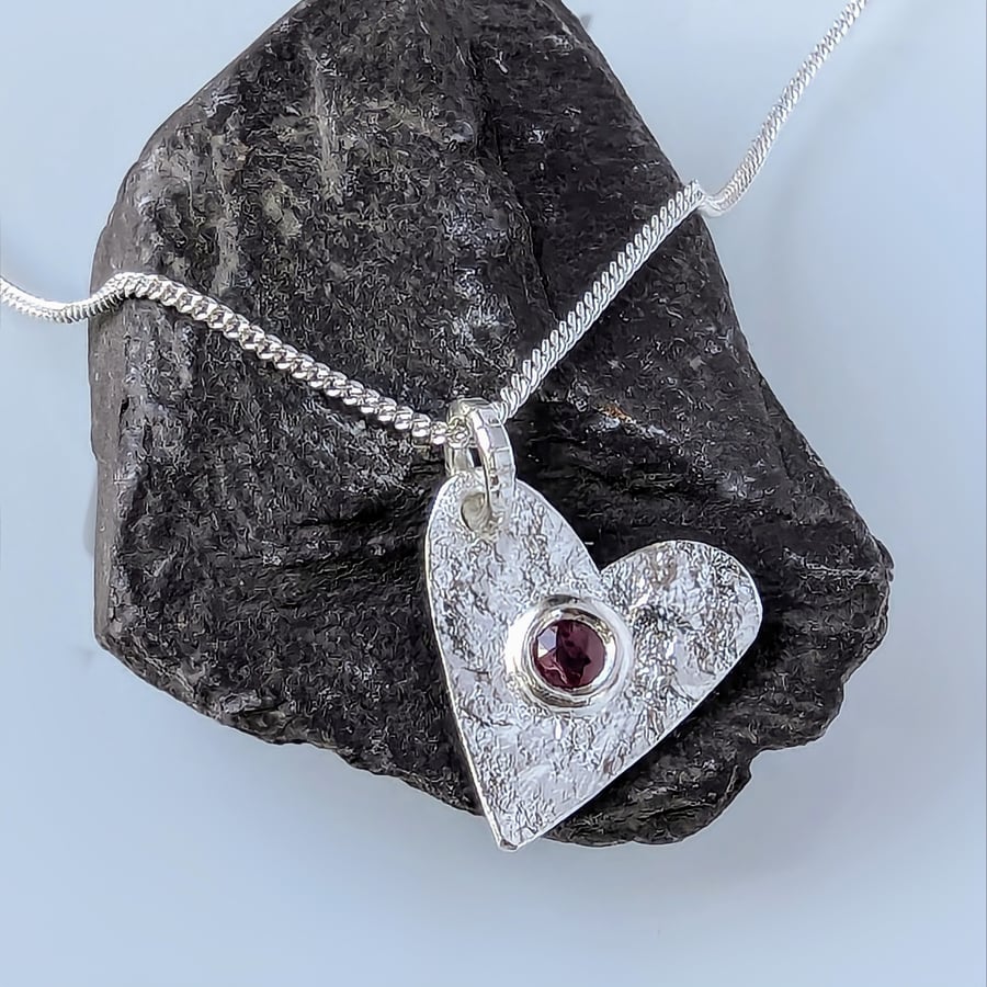 STERLING SILVER Natural Ruby Recycled Handmade Sterling Silver Pendant