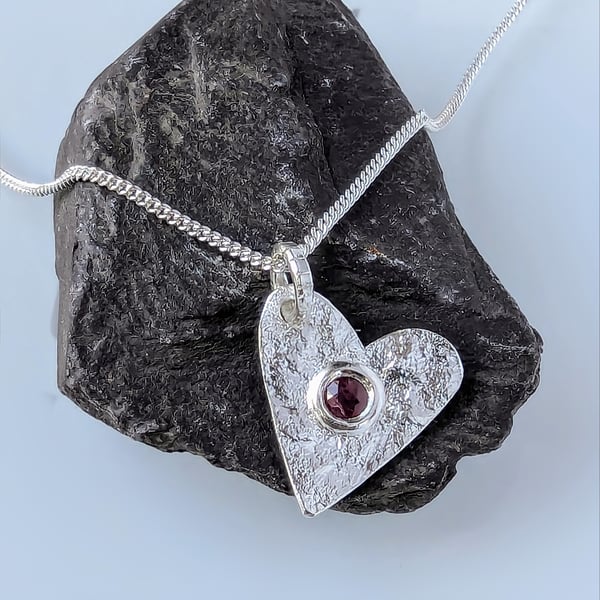 STERLING SILVER Natural Ruby Recycled Handmade Sterling Silver Pendant