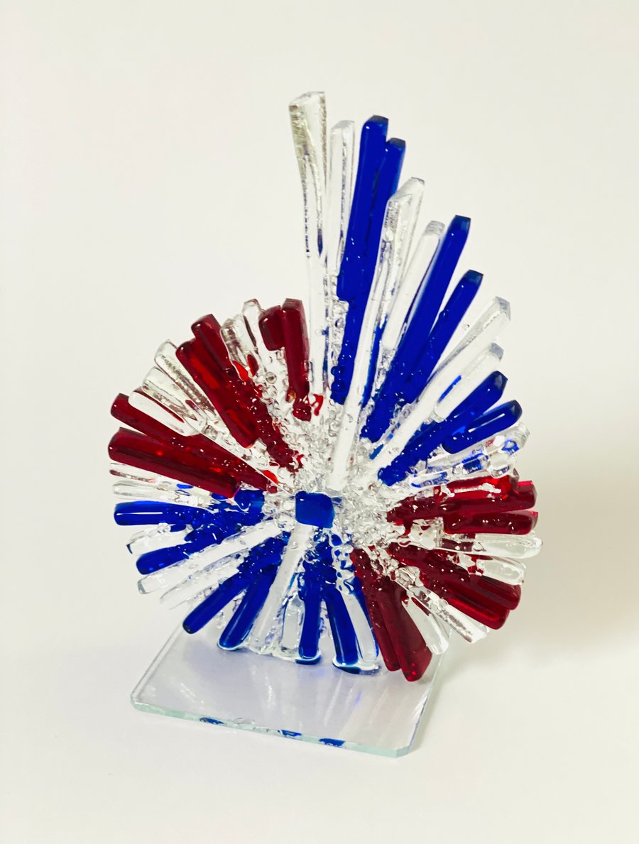  SECONDS SUNDAY-Small fused glass ammonite- glass sculpture