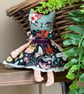 Pretty Floral Cat Art Doll Blue - Image 2