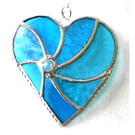 Turquoise Swirl Heart Stained Glass Suncatcher 129