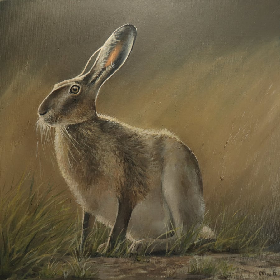Hare Oil Painting,  Animal Artwork, Nature Wall Decor