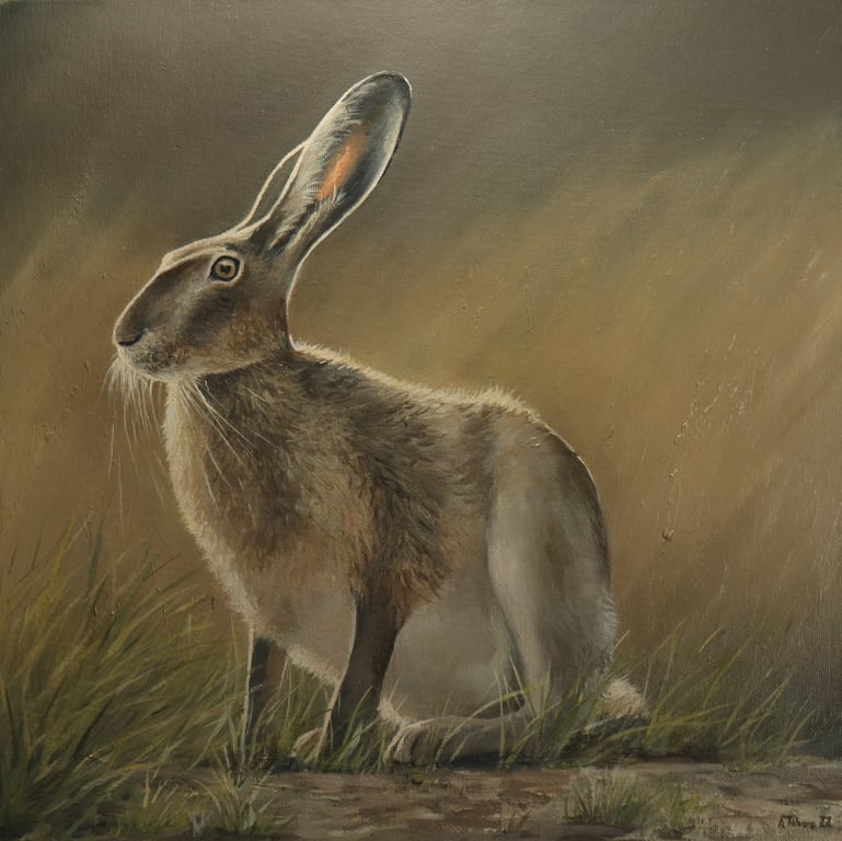 Hare Oil Painting,  Animal Artwork, Nature Wall Decor