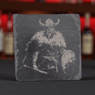 Viking Warrior Slate Coaster – 10x10cm Engraved Norse Design