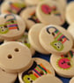 15mm Wooden Rainbow Animal Button Kids Buttons (SAN2) - Image 2