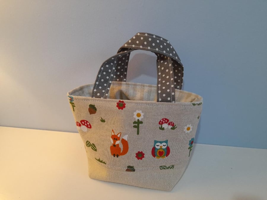 Small Cotton Bag for Child or Adults Makeup, Toiletries, Sewing, Crayons