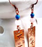 Copper Earrings Featuring Birds and Flowers with Blue Howlite and Rose Quartz. - Image 3