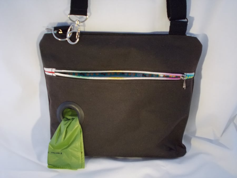 Wax Cotton Crossbody Dog Walking bag - Brown 2