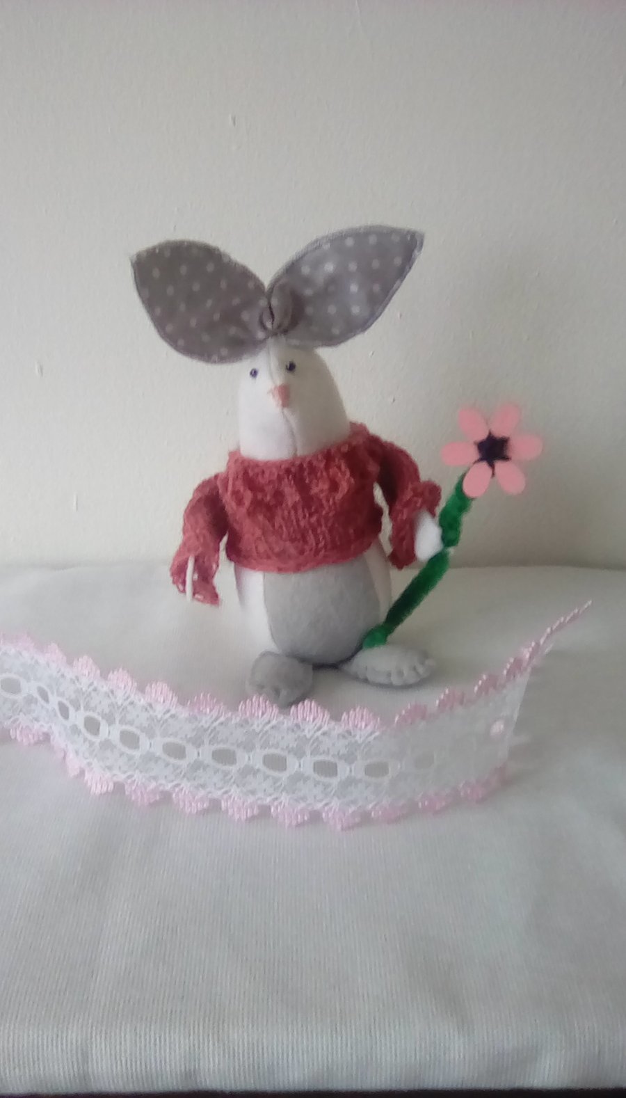 SALE White Felt Rabbit, Rabbit Gift, Memory Gift, White Bunny, Easter Gift