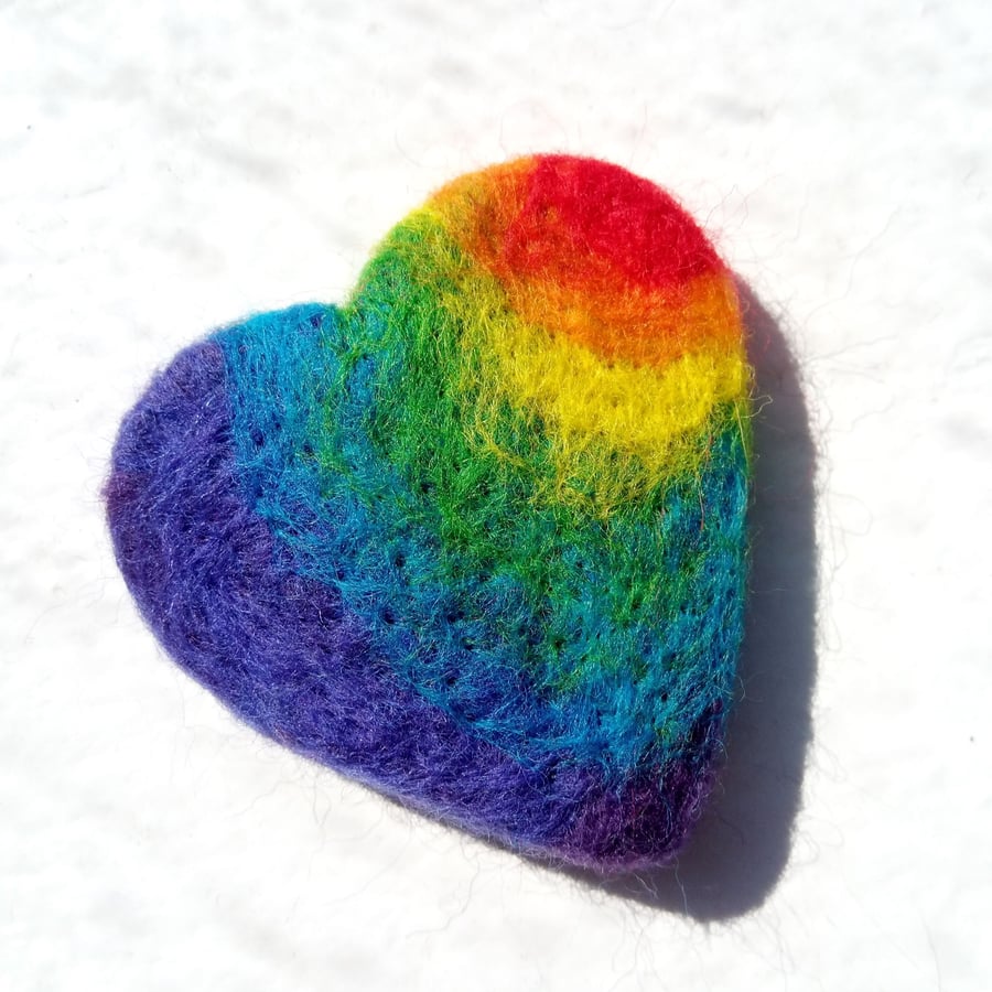 Felted rainbow heart 